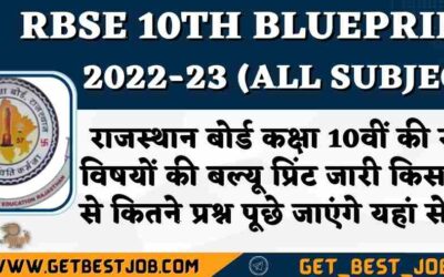 RBSE 10th Blueprint 2022-23 (All Subject) Pdf Download राजस्थान बोर्ड कक्षा 10वीं की सभी विषयों की बल्यू प्रिंट जारी किस पाठ से कितने प्रश्न पूछे जाएंगे यहां से देखे