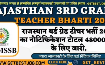 Rajasthan 3rd Grade Teacher Bharti 2022 राजस्थान थर्ड ग्रेड टीचर भर्ती 2022 का नोटिफिकेशन टोटल 48000 पदों के लिए जारी