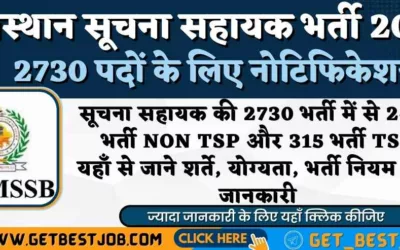 Rajasthan Suchana Sahayak Bharti 2023 Information Assistant Recruitment 2023 राजस्थान सूचना सहायक भर्ती का 2730 पदों के लिए नोटिफिकेशन जारी