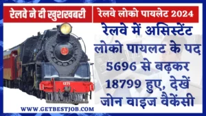 RRB ALP Bharti 2024: खुशखबरी! रेलवे में असिस्टेंट लोको पायलट के पद 5696 से बढ़कर सीधे 18799 हुए, देखें जोन वाइज वैकेंसी