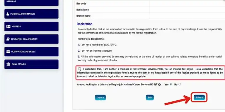 E Shram Card Registration / Register for e-Shram Card