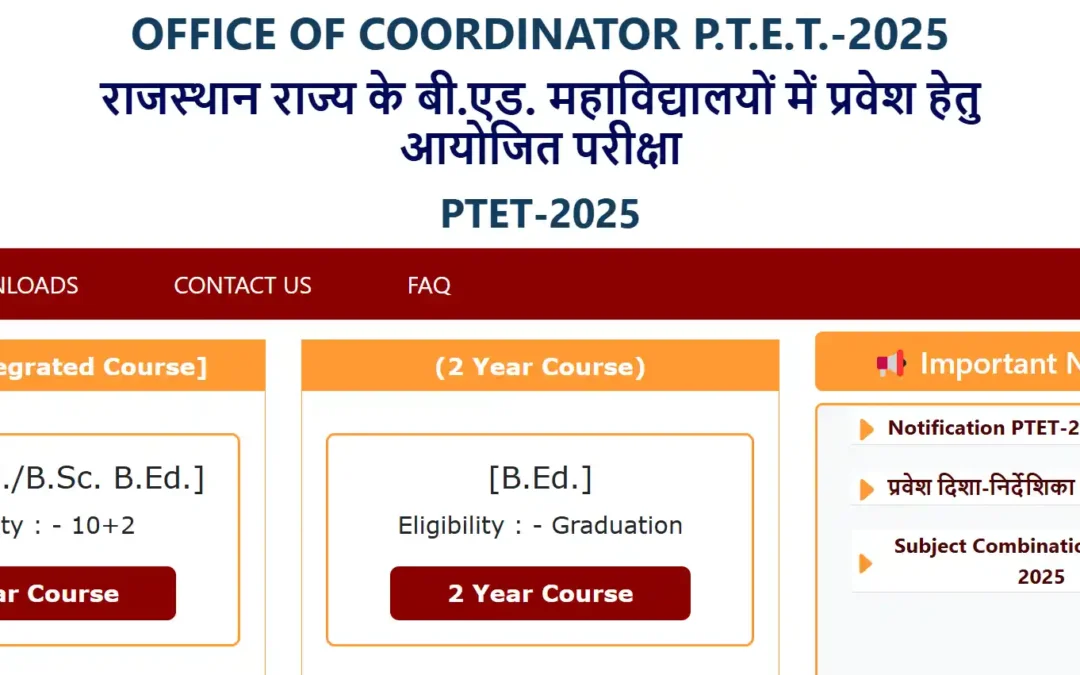 Rajasthan PTET 2025 Exam Date All Information